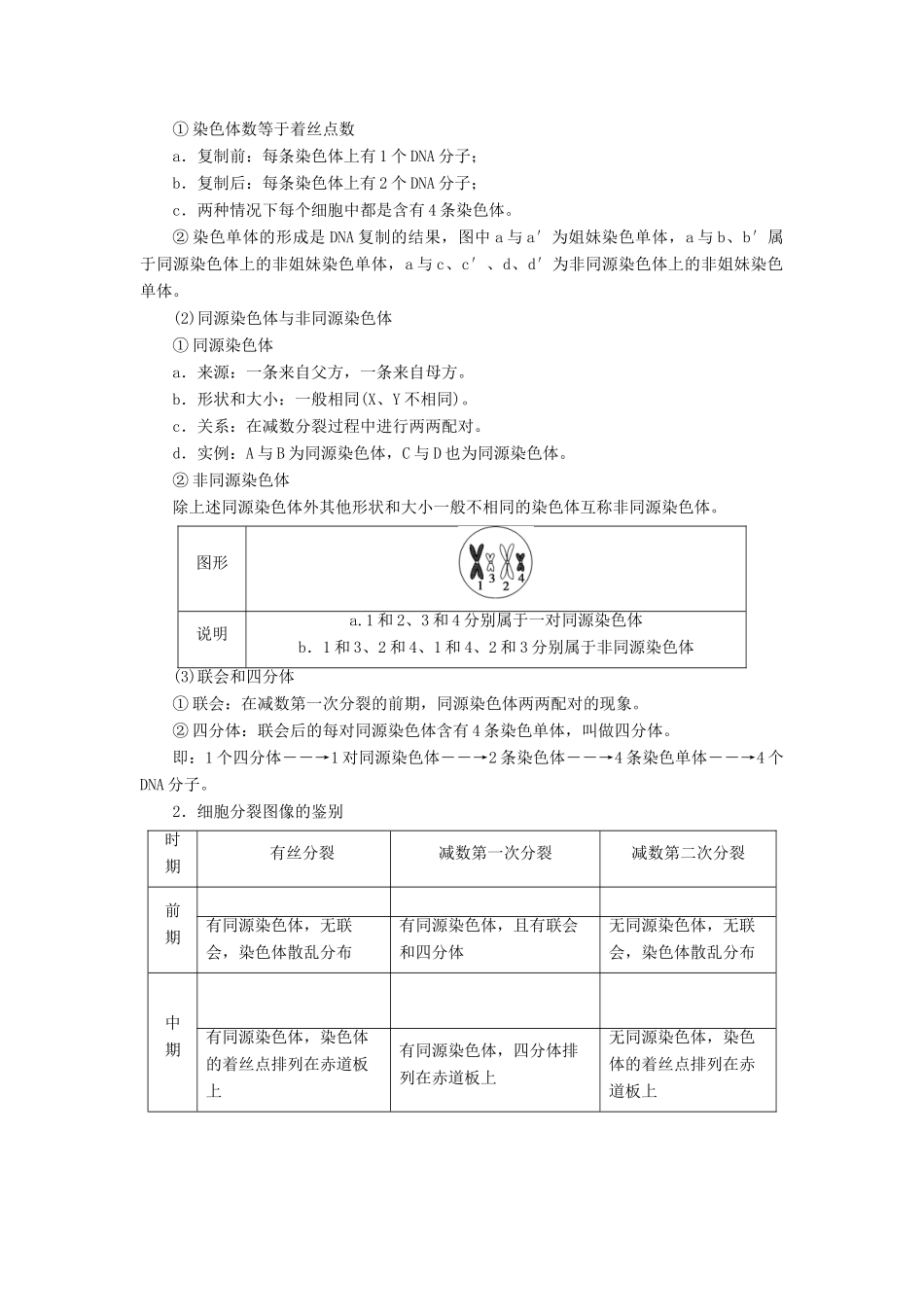 高中生物 第2章 减数分裂和有性生殖 第1节 减数分裂学案 苏教版必修2-苏教版高二必修2生物学案_第3页