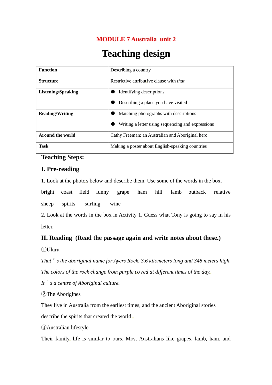 九年级英语上册 Module7 Unit2 The camel that I rode had a bad temper教案 外研版_第1页