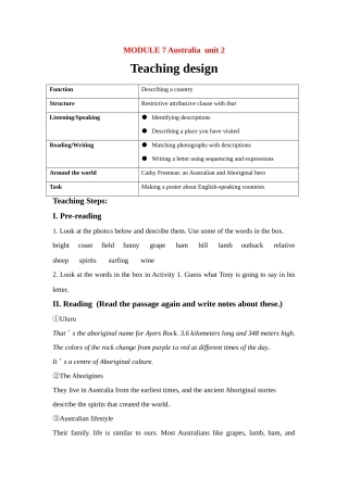九年级英语上册 Module7 Unit2 The camel that I rode had a bad temper教案 外研版