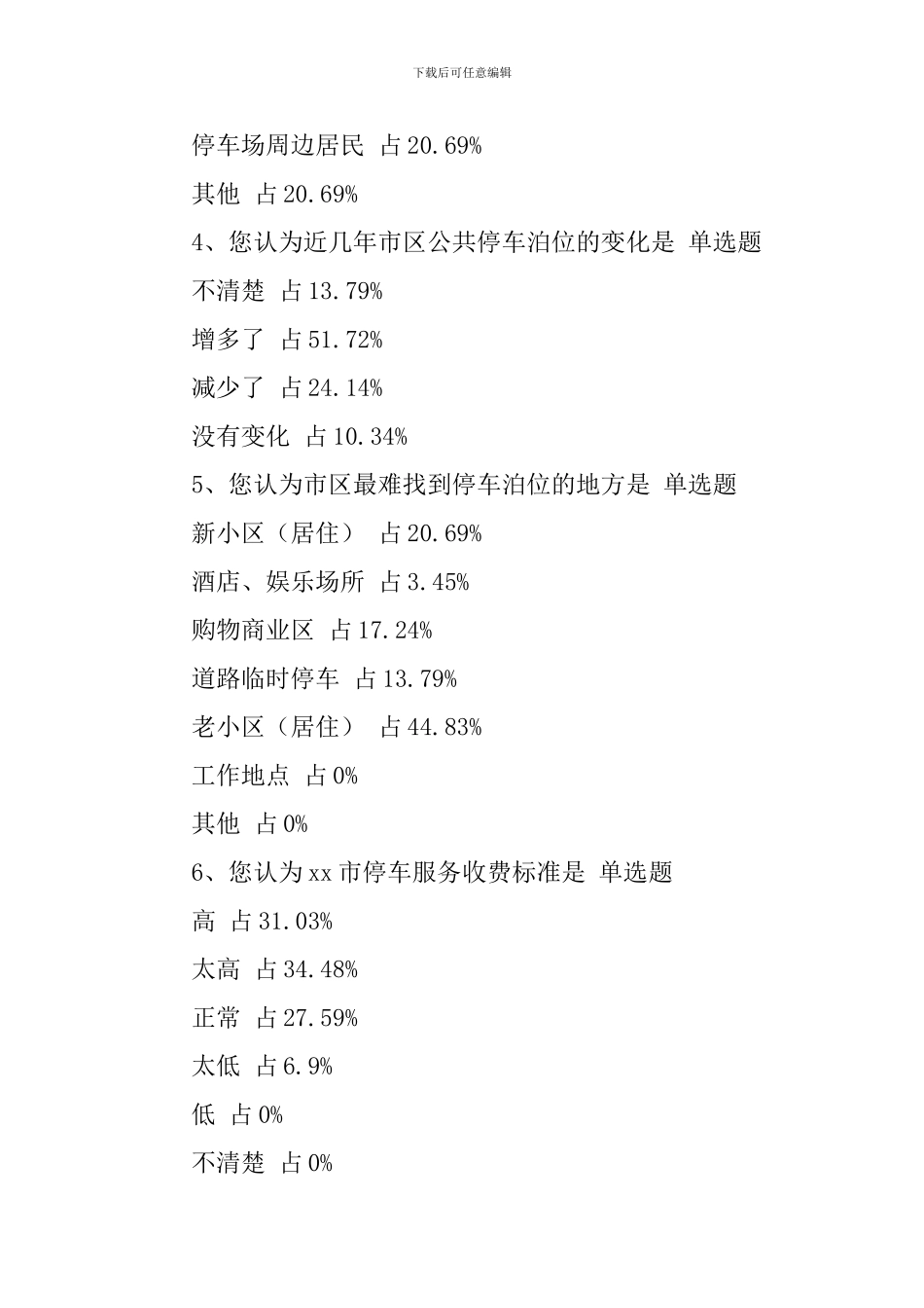 2024市区公共停车场建设使用管理情况问卷调查报告_第2页