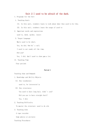 九年级英语上册 Unit 2《I used to be afraid of the dark》教案 人教新目标版