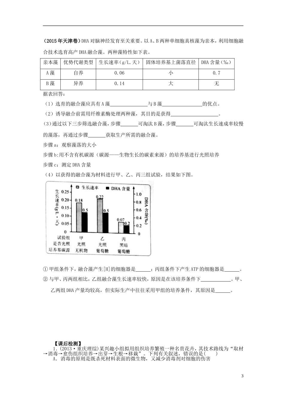 高考生物一轮复习 植物细胞工程学案-人教版高三全册生物学案_第3页