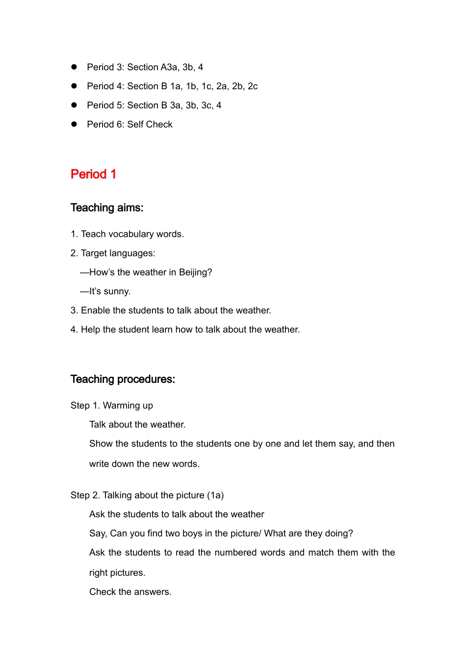 七年级英语 Unit 6  教案人教新课标版 _第2页