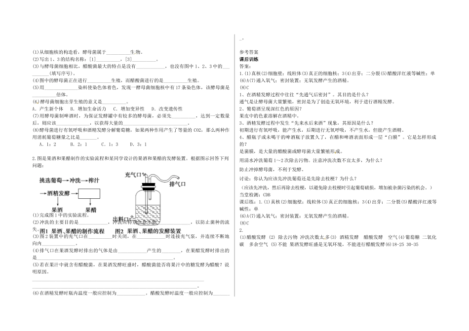 高中生物 1.1果酒和果醋的制作（第2课时）学案 新人教版选修1-新人教版高二选修1生物学案_第3页