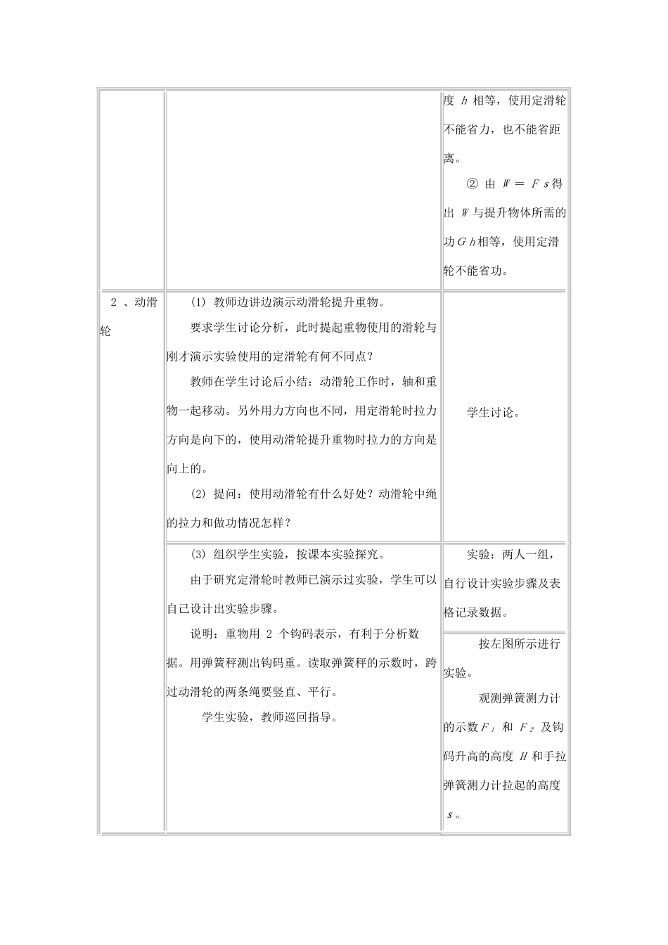 八年级物理下册《6.6 探究滑轮的作用》教案 粤教沪版-粤教沪版初中八年级下册物理教案_第3页