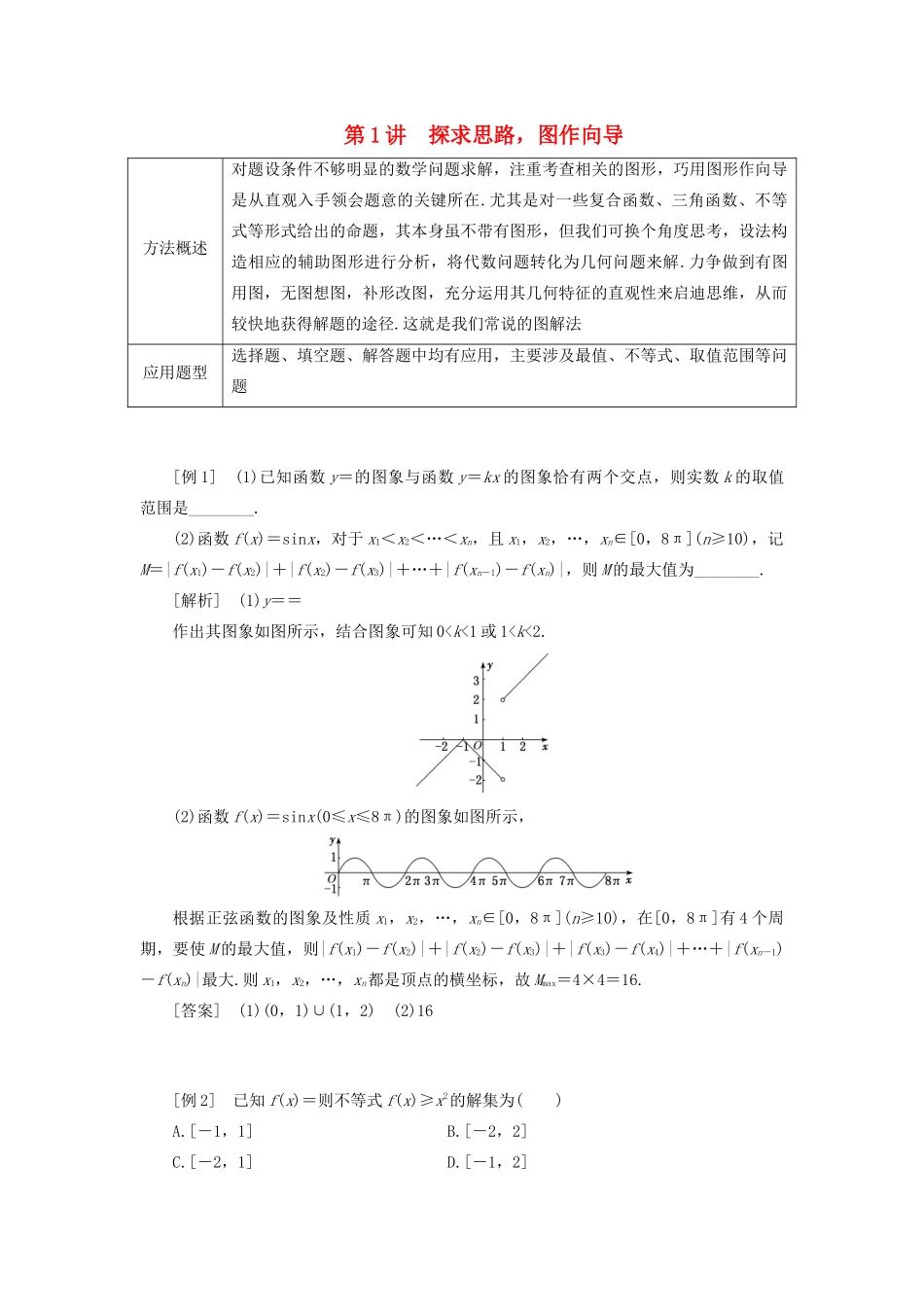 （全国通用）高考数学二轮复习 第三层备考篇 专题一 解题常用8术系统归纳 第1讲 探求思路 图作向导讲义-人教版高三全册数学教案_第1页