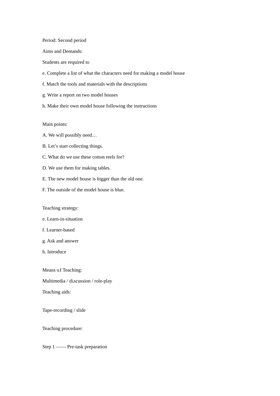 七年级英语上册 Module 1 Unit 4 Making a model教案 沈阳牛津版_第3页