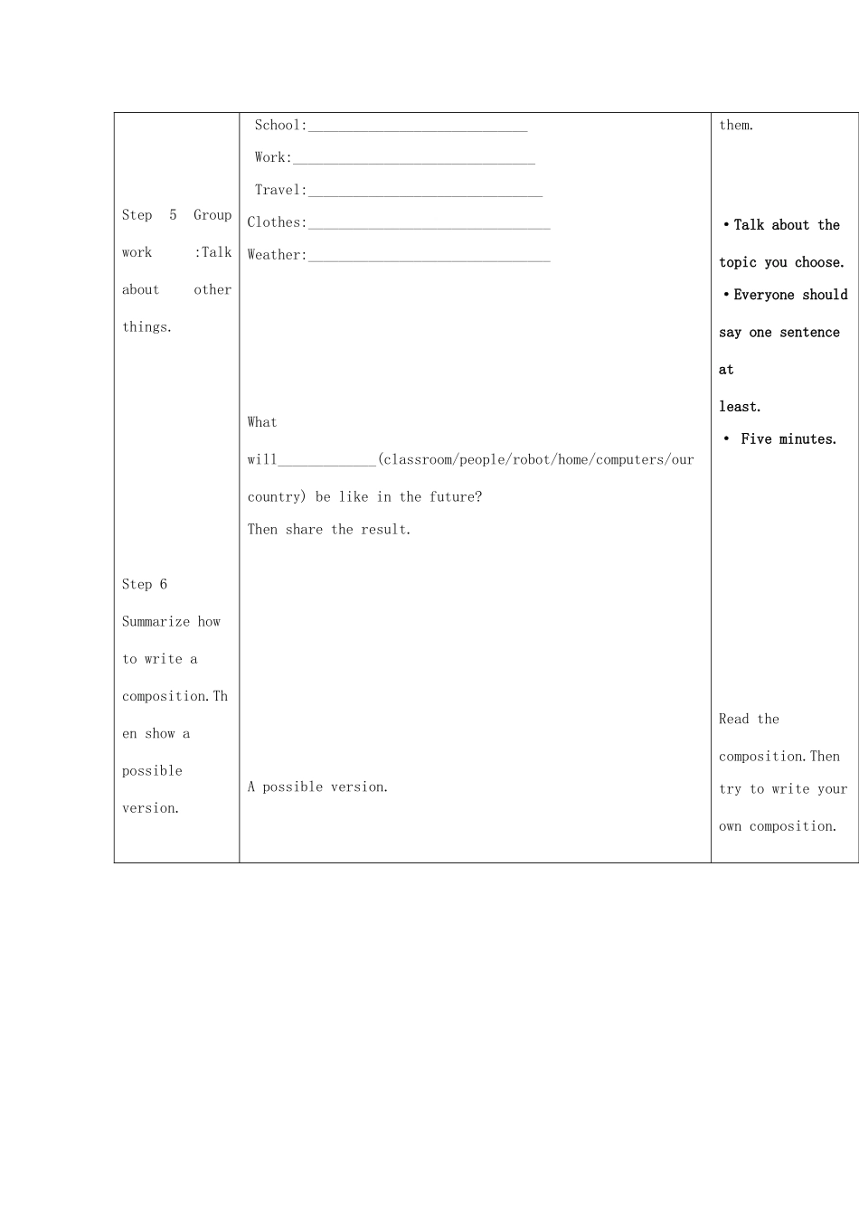 七年级英语下册 Module 4 Life in the future Unit 3 Language in use教案 （新版）外研版-（新版）外研版初中七年级下册英语教案_第3页