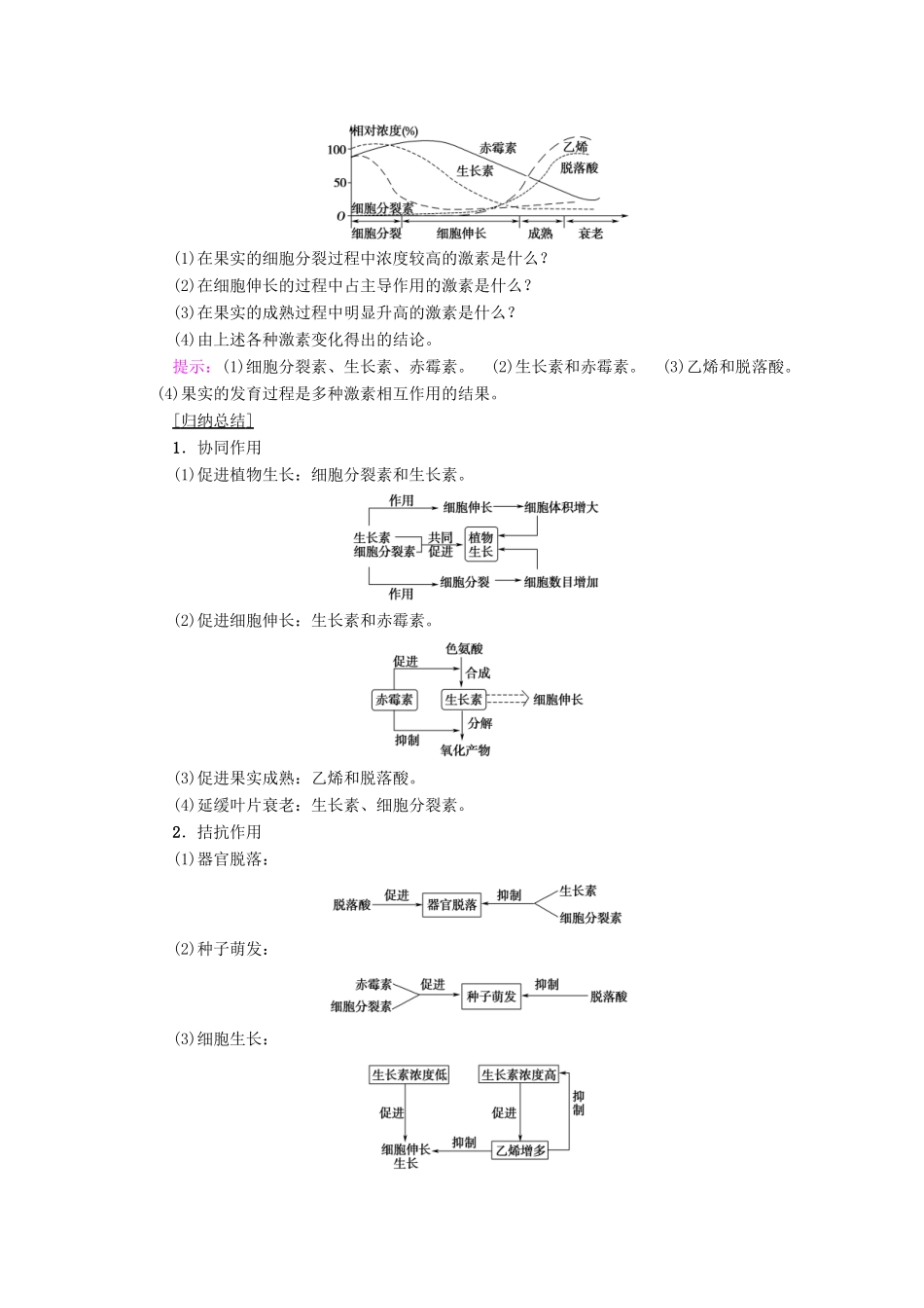 高中生物 第2章 生物个体的稳态 第4节 植物生命活动的调节 第2课时 其他植物激素及其应用学案 苏教版必修3-苏教版高一必修3生物学案_第3页