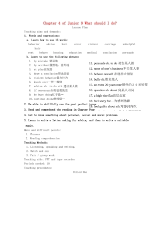 九年级英语全册 Chapter 4 What should I do教案 牛津深圳版