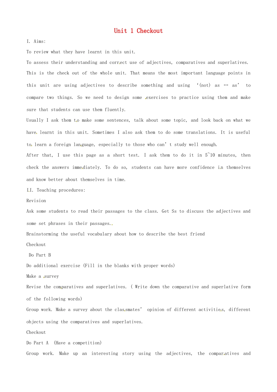 八年级英语上册 Unit 1 Friends Checkout教案 牛津版-牛津版初中八年级上册英语教案_第1页