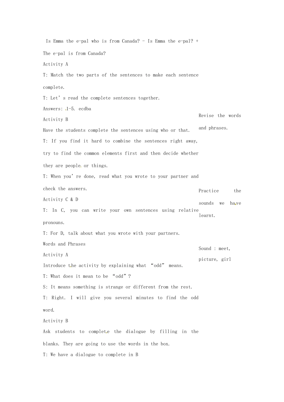 七年级英语下册 Unit 1 E-pals Lesson 3教案 教科版_第2页
