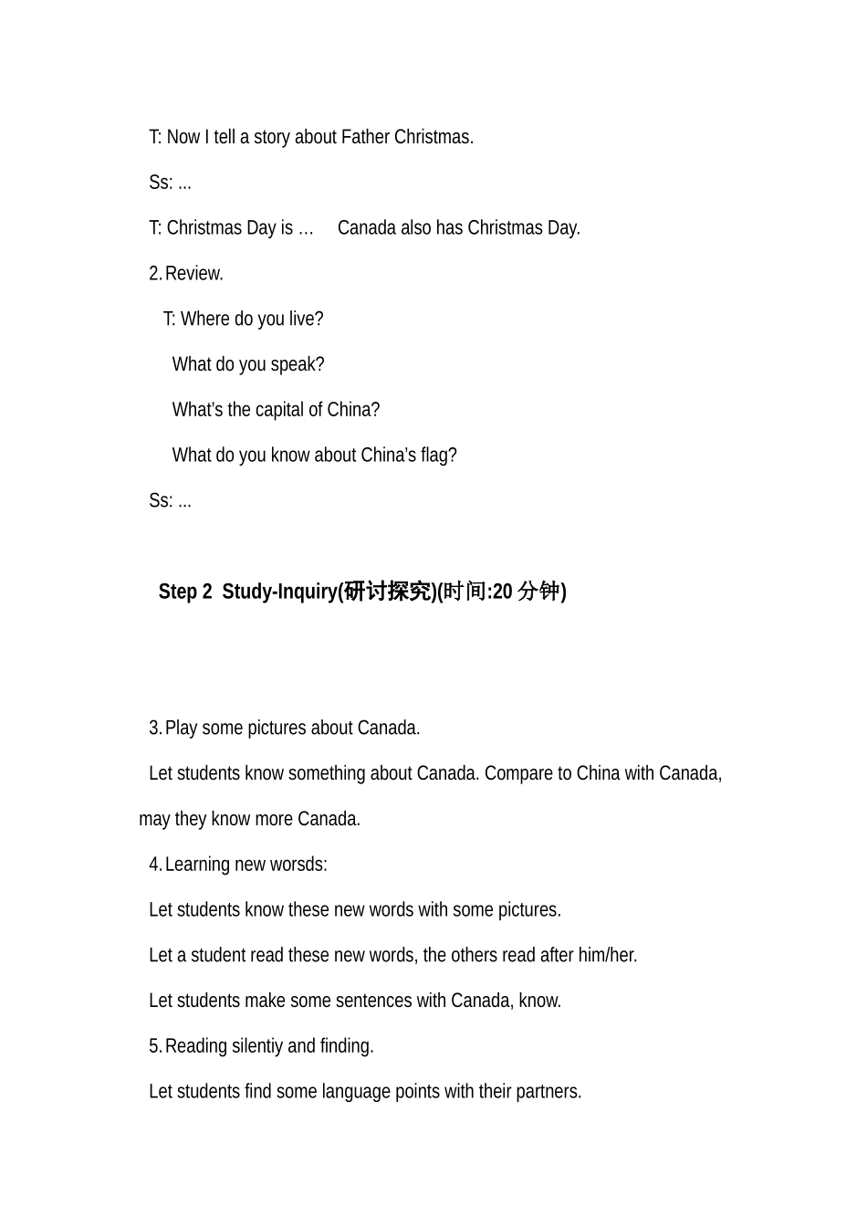 七年级英语上：Unit8Canada教案（冀教版）_第2页