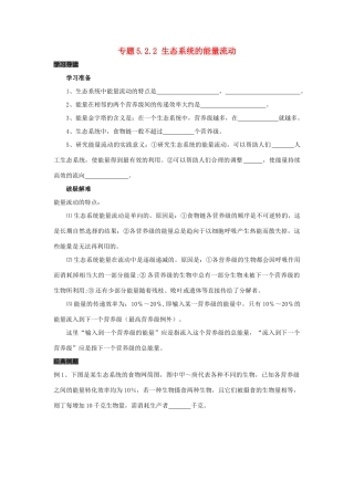 高中生物 第5章 生态系统及其稳定性能力 专题5.2.2 生态系统的能量流动导学案 新人教版必修3-新人教版高一必修3生物学案