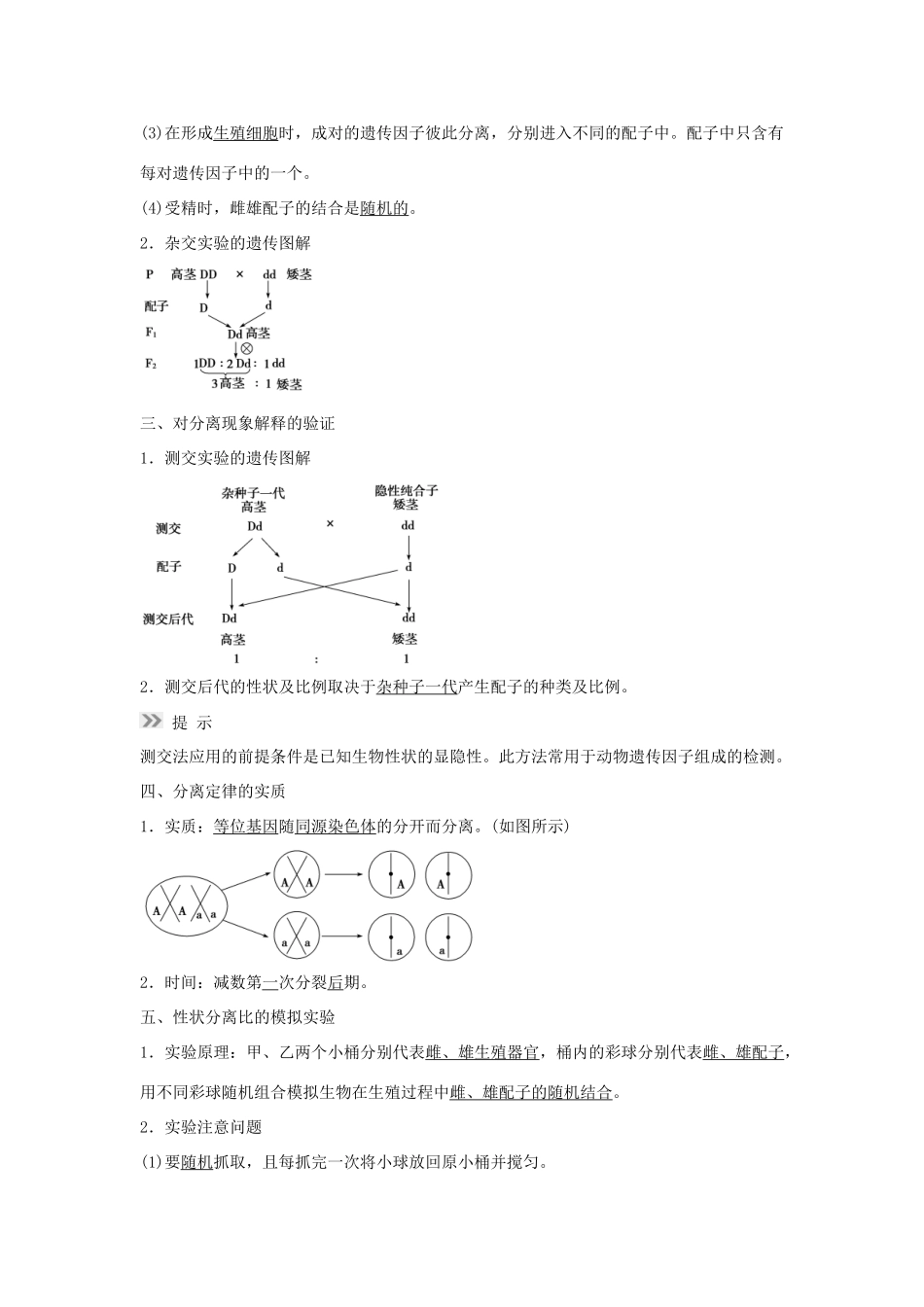 高考生物总复习 第5单元 第14讲孟德尔的豌豆杂交实验学案-人教版高三全册生物学案_第2页