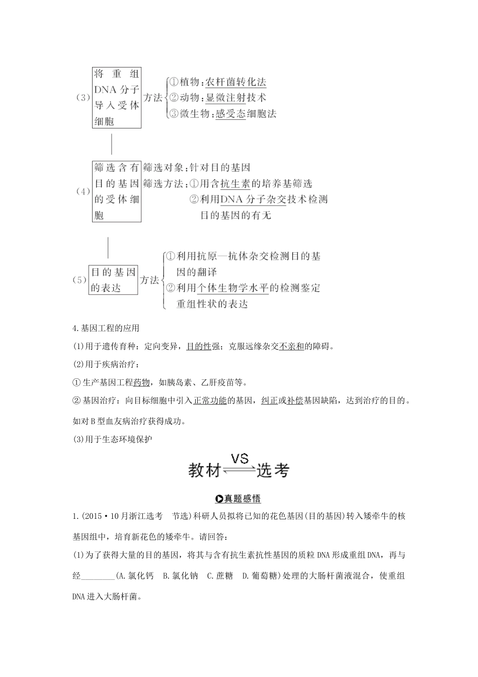 （浙江专版）高考生物一轮复习 第32讲 基因工程学案-人教版高三全册生物学案_第3页