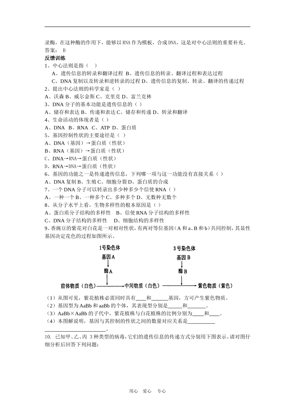 高中生物 4.2基因对性状的控制学案导学 新人教版必修2_第3页