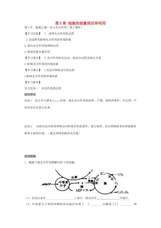 高中生物 5.4 能量之源—光与光合作用导学案2 新人教版必修1-新人教版高一必修1生物学案