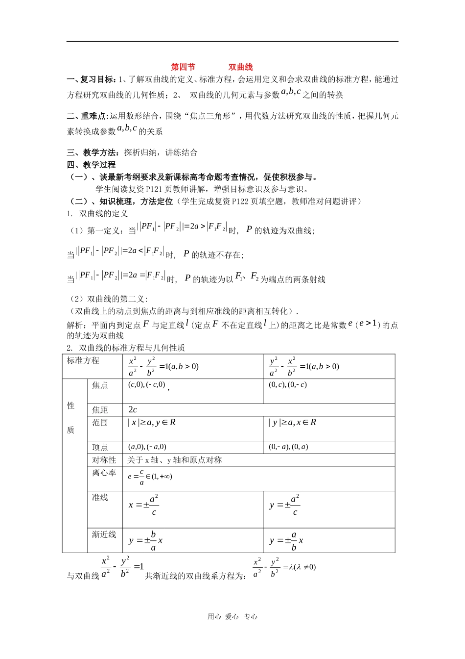 高三数学 第十二章 圆锥曲线—双曲线1 复习教案_第1页