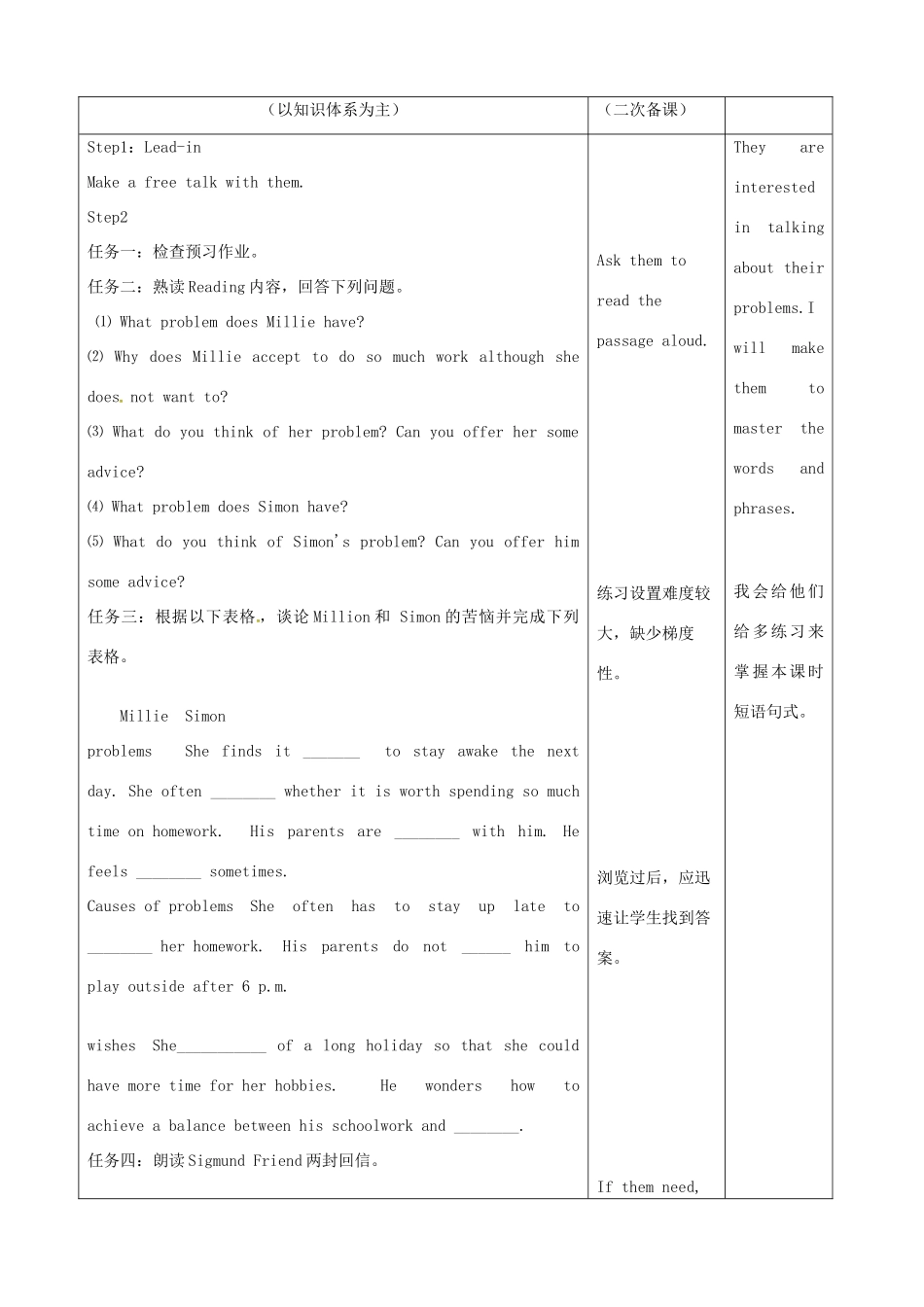 九年级英语上册 Unit 3 Teennage problems Period 3教案 （新版）牛津版-（新版）牛津版初中九年级上册英语教案_第2页