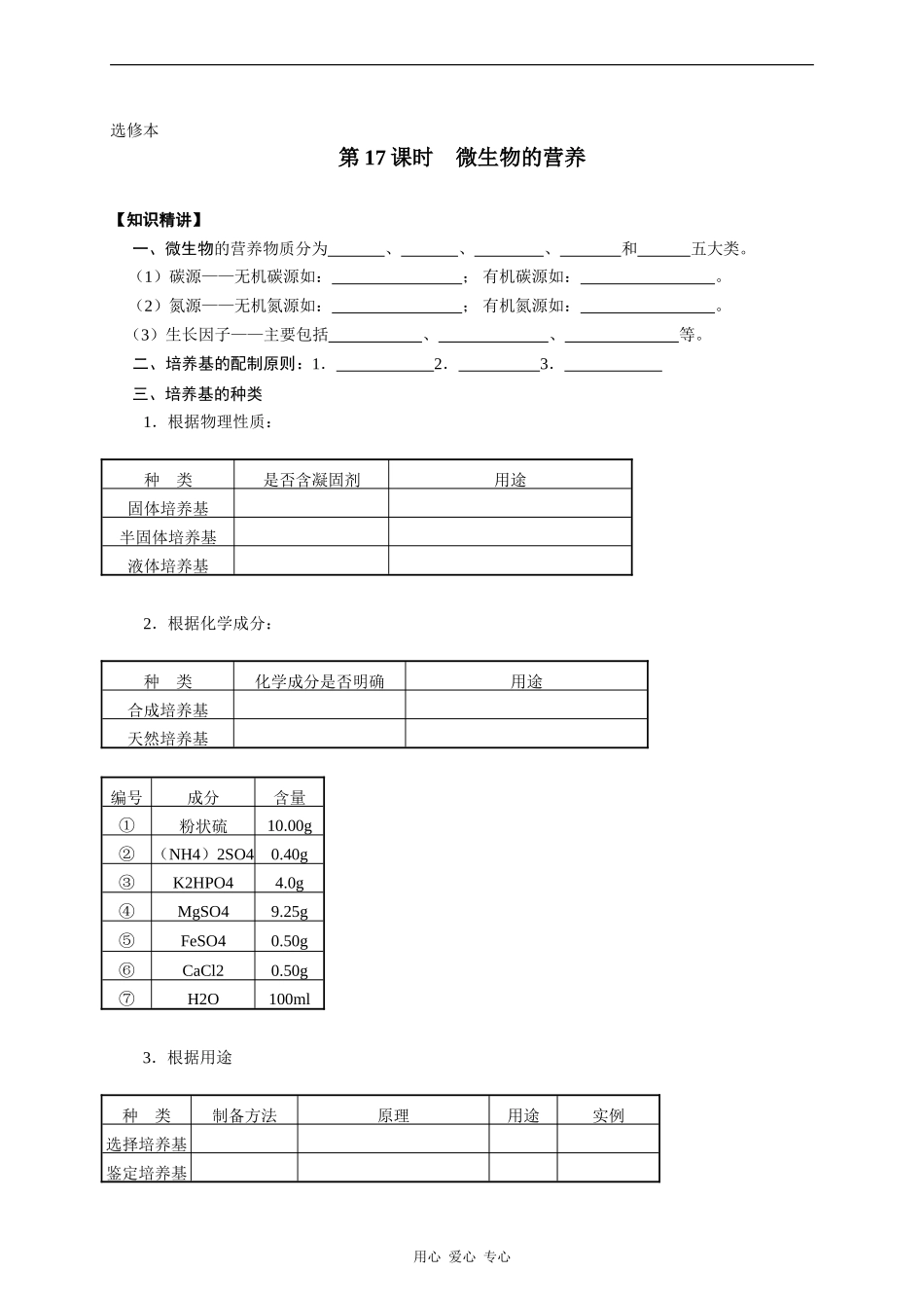 高二生物微生物的营养教案(选修本)学案_第1页