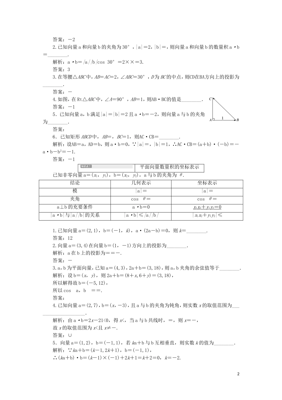 （新课改省份专用）高考数学一轮复习 第五章 平面向量、复数 第三节 平面向量的数量积及其应用（第1课时）系统知识——平面向量的数量积讲义（含解析）-人教版高三全册数学教案_第2页