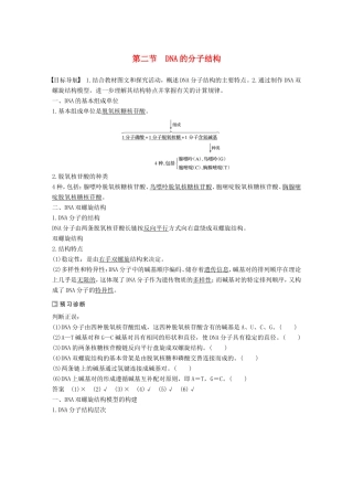 高中生物 3.1.2 dna的分子结构学案 中图版必修2-中图版高中必修2生物学案