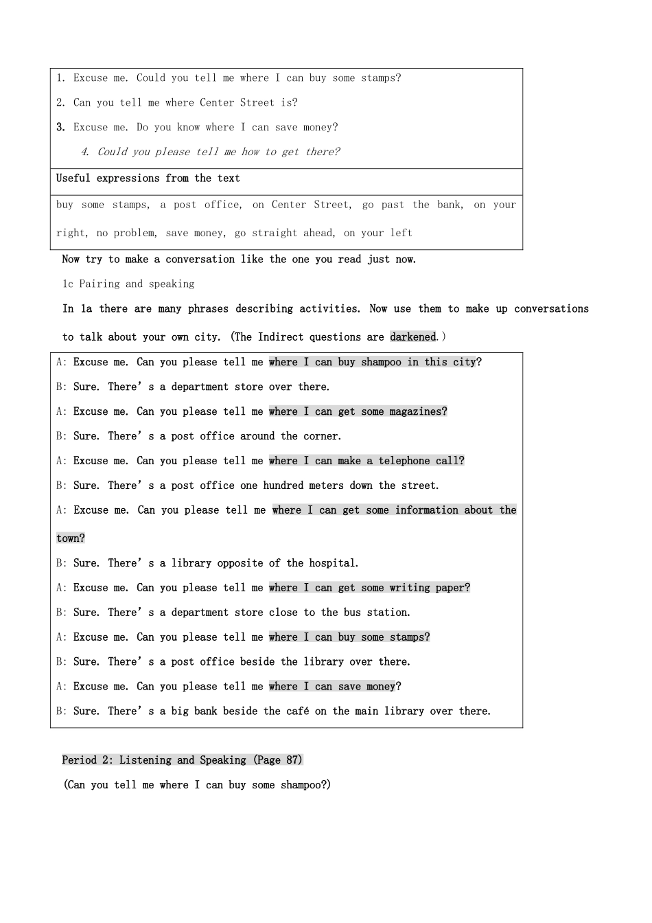 九年级英语全册 Unit 11 Could you please tell me where the restrooms教案 人教新目标版_第3页
