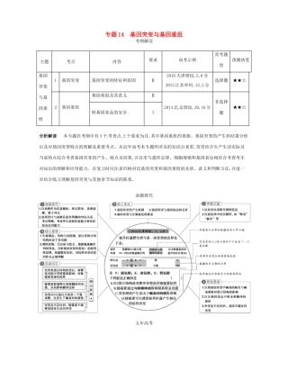 （新课标）高考生物一轮复习 专题14 基因突变与基因重组讲学案-人教版高三全册生物学案