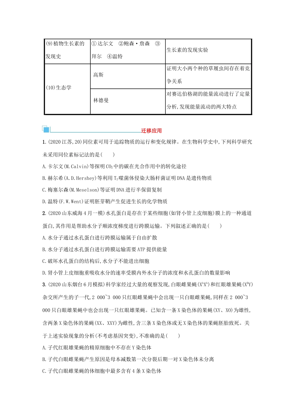 2021高考生物二轮复习 类型5 科学史学案-人教版高三全册生物学案_第2页