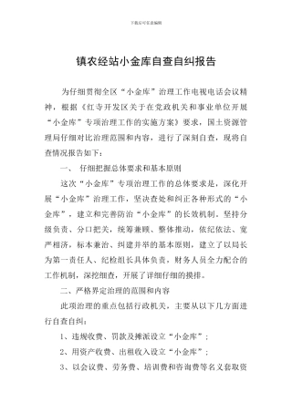 镇农经站小金库自查自纠报告