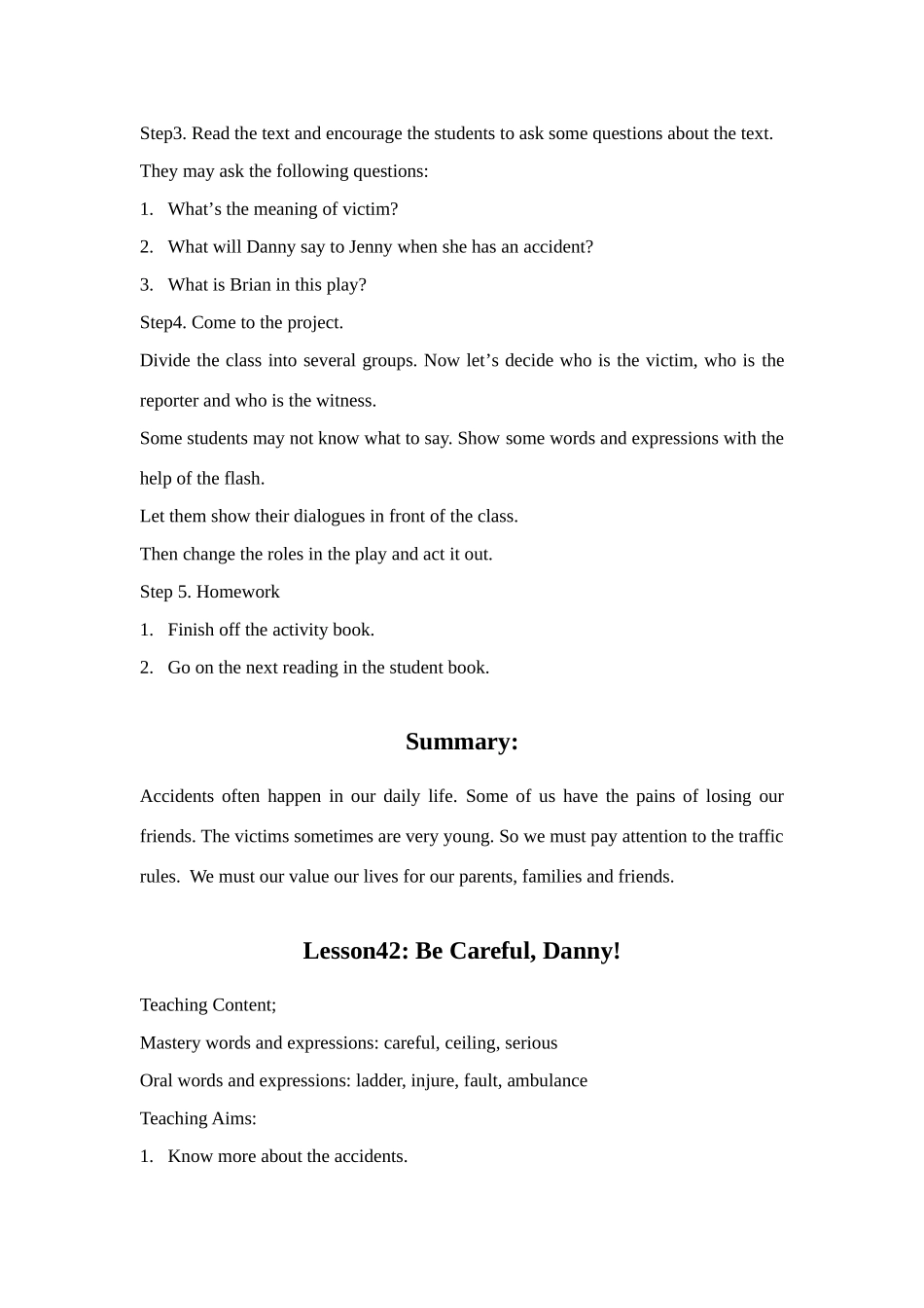 九年级英语Unit 6 Accidents教案冀教版_第2页