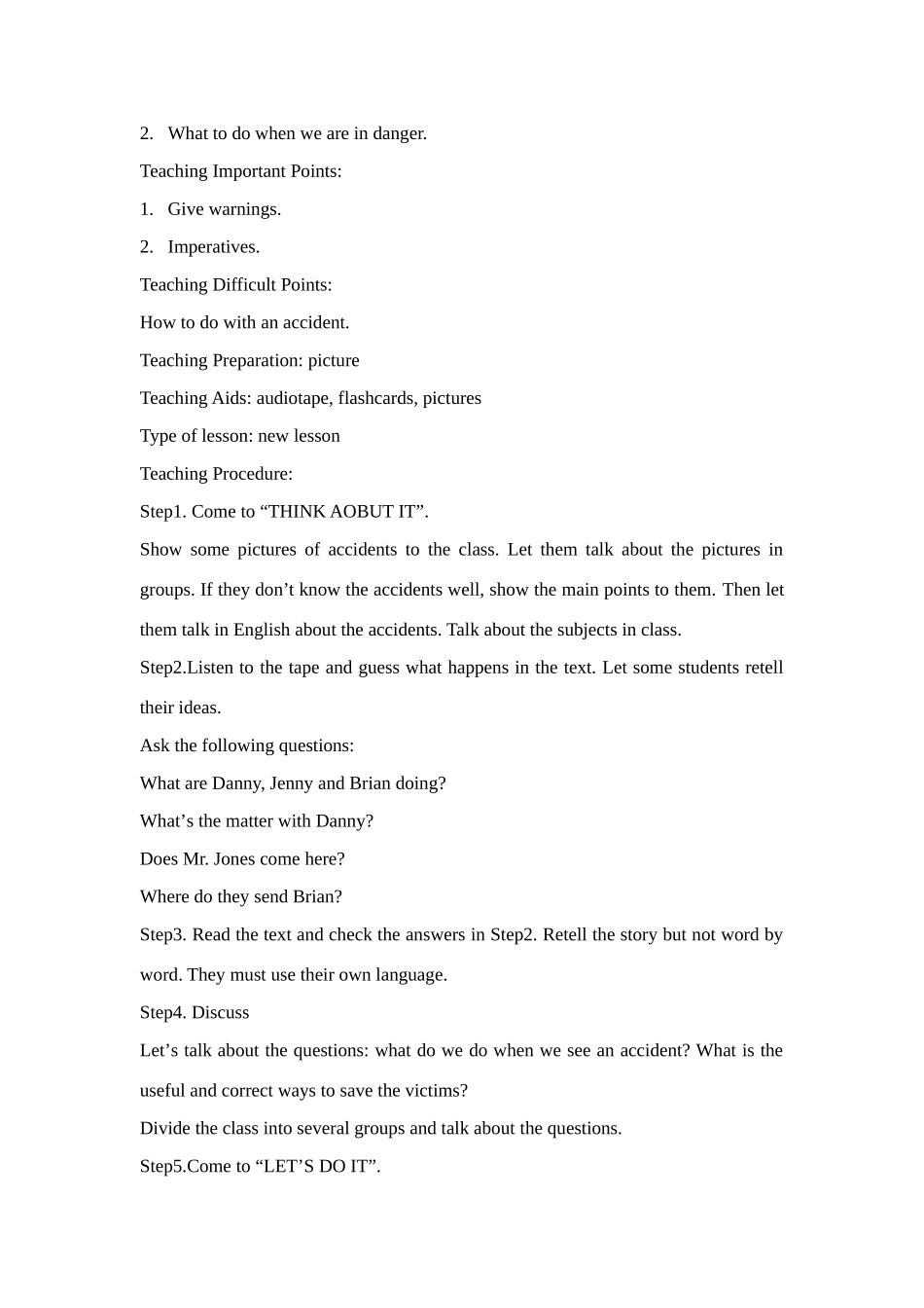 九年级英语Unit 6 Accidents教案冀教版_第3页