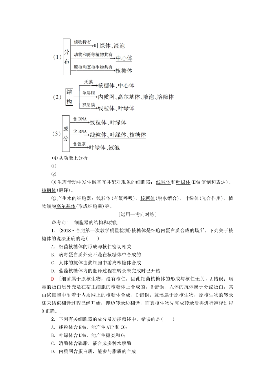 高考生物一轮复习 第2单元 细胞的结构和功能 第3讲 细胞质、细胞器和细胞的生物膜系统学案 苏教版-苏教版高三全册生物学案_第3页