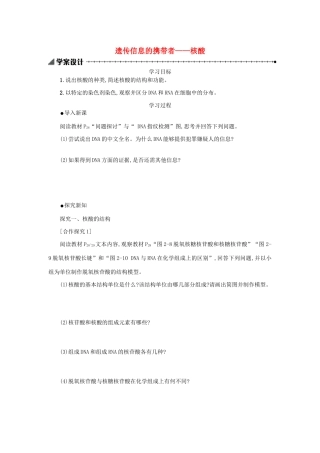 高中生物 2.3 遗传信息的携带者——核酸学案（含解析）新人教版必修1-新人教版高中必修1生物学案