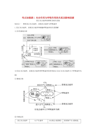 （浙江专版）高考生物一轮复习 考点加强课1 光合作用与呼吸作用的关系及影响因素学案-人教版高三全册生物学案
