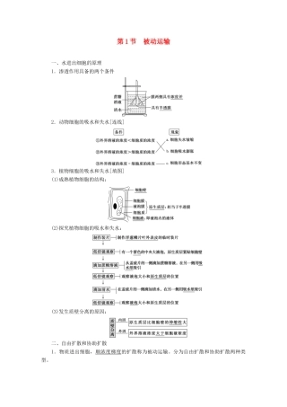 高中生物 4.1 被动运输学案 新人教版必修1-新人教版高中必修1生物学案