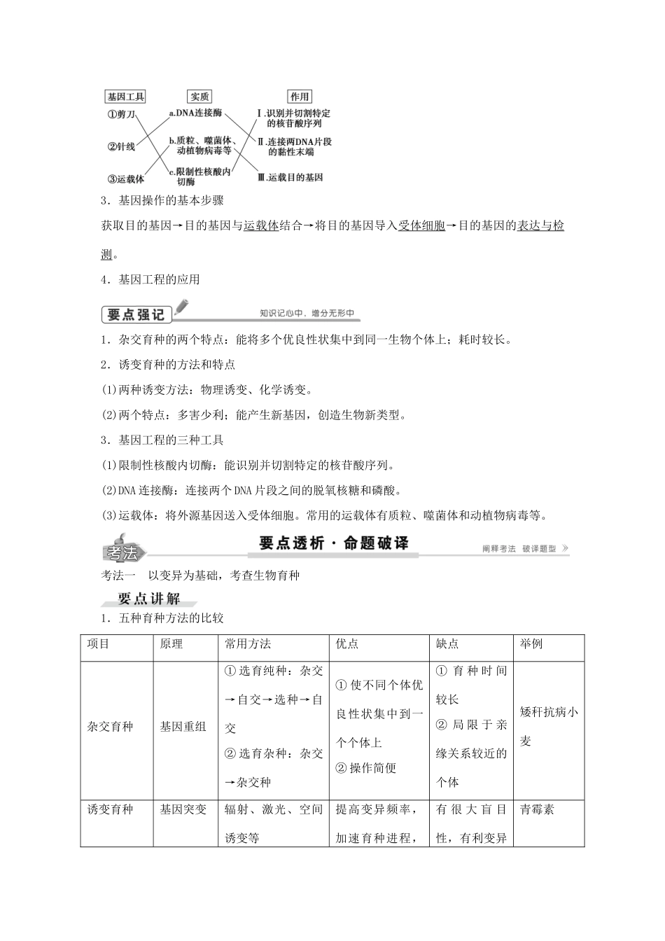 高考生物总复习 第7单元 第23讲 从杂交育种到基因工程学案-人教版高三全册生物学案_第2页