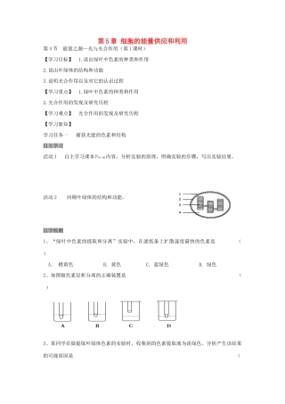高中生物 5.4 能量之源—光与光合作用导学案1 新人教版必修1-新人教版高一必修1生物学案