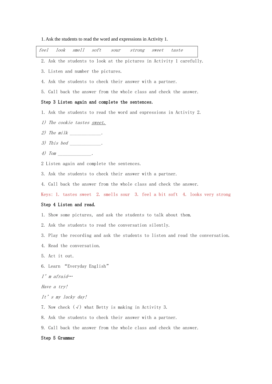 八年级英语下册 Module 1 Feelings and impressions教案 （新版）外研版-（新版）外研版初中八年级下册英语教案_第3页