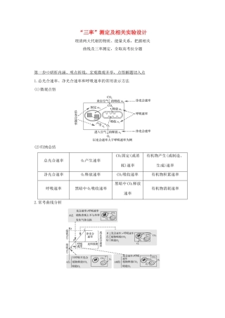 高考生物 第四单元 细胞的能量供应与利用 补上一课2“三率”测定及相关实验设计学案 中图版必修1-中图版高三必修1生物学案