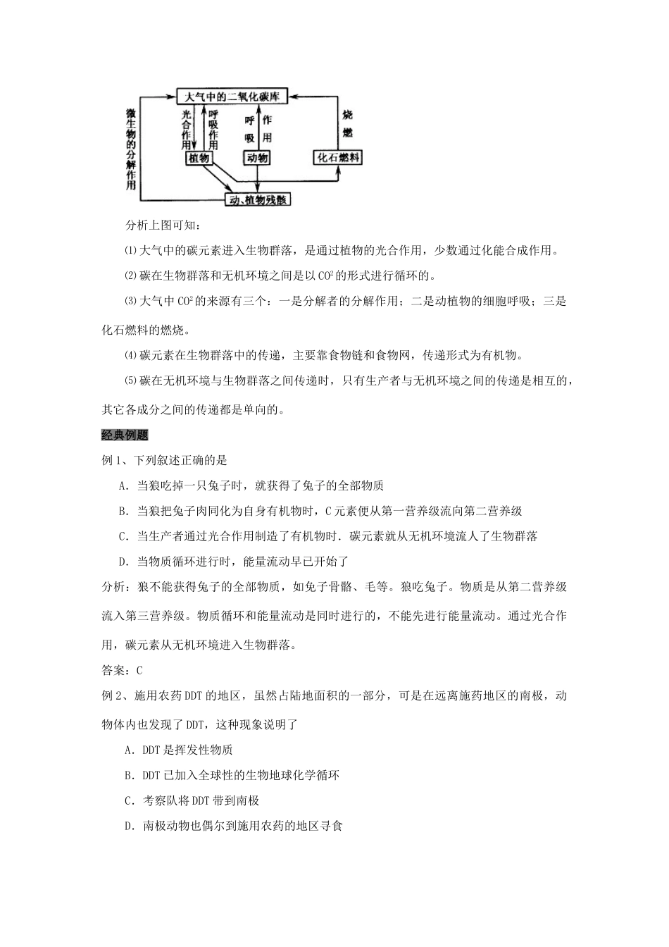 高中生物 第5章 生态系统及其稳定性能力 专题5.3.1 生态系统的能量流动生态系统的物质循环导学案 新人教版必修3-新人教版高一必修3生物学案_第2页