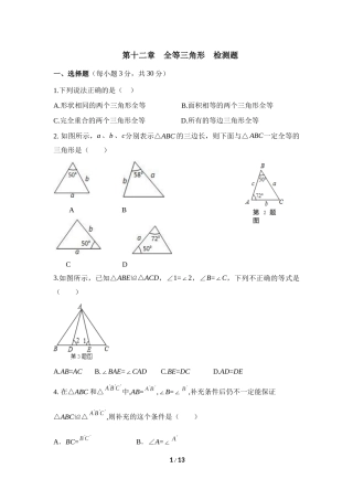 《全等三角形》检测题