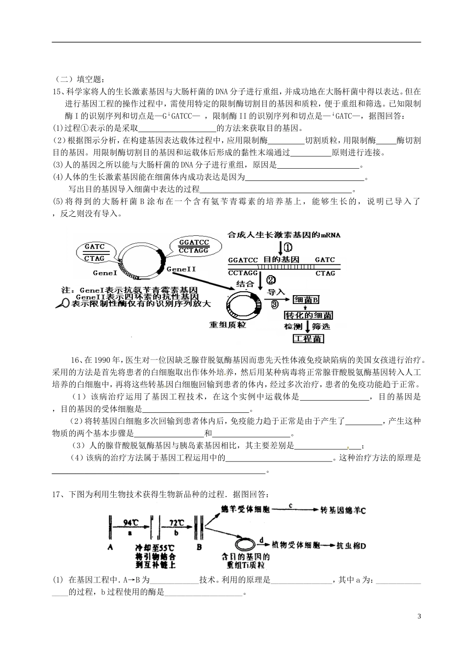 高三生物一轮复习 蛋白质工程的崛起学案-人教版高三全册生物学案_第3页