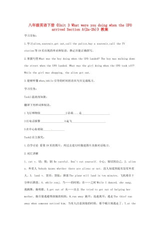 云南省昆明市西山区团结民族中学八年级英语下册《Unit 3 What were you doing when the UFO arrived Section A(2a-2b)》教案 人教新目标版