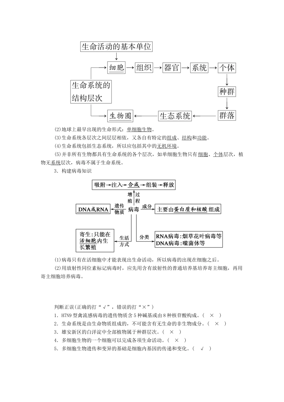 高考生物一轮复习 第一单元 走近细胞和组成细胞的分子 第1讲 走近细胞学案 新人教版-新人教版高三全册生物学案_第2页