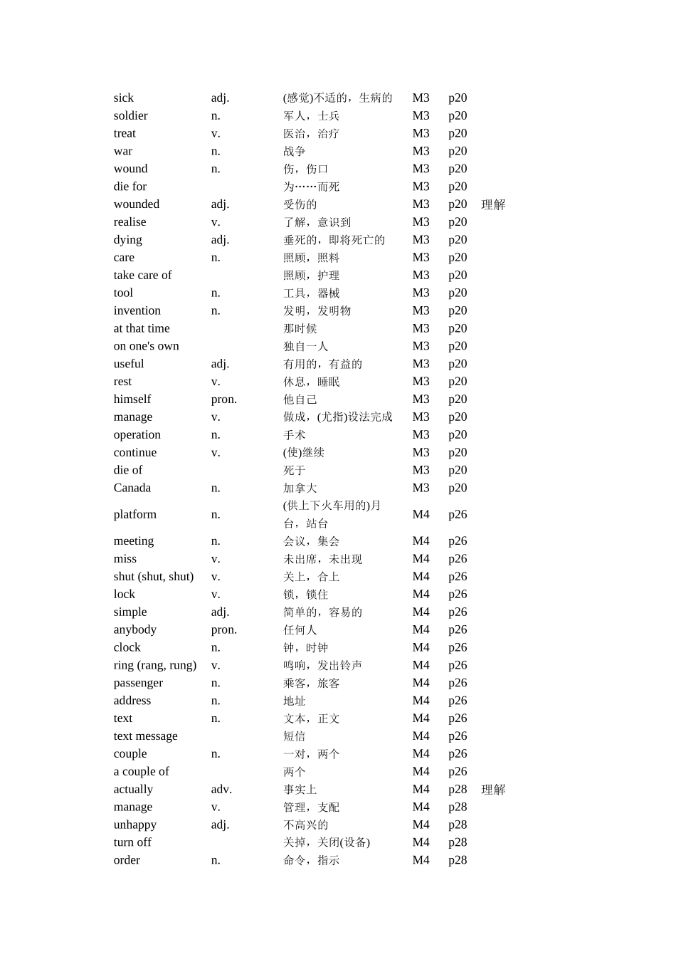 九年级上册英语词汇_第3页
