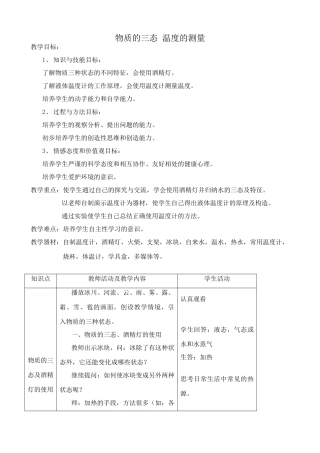 八年级物理苏科版物质的三态 温度的测量