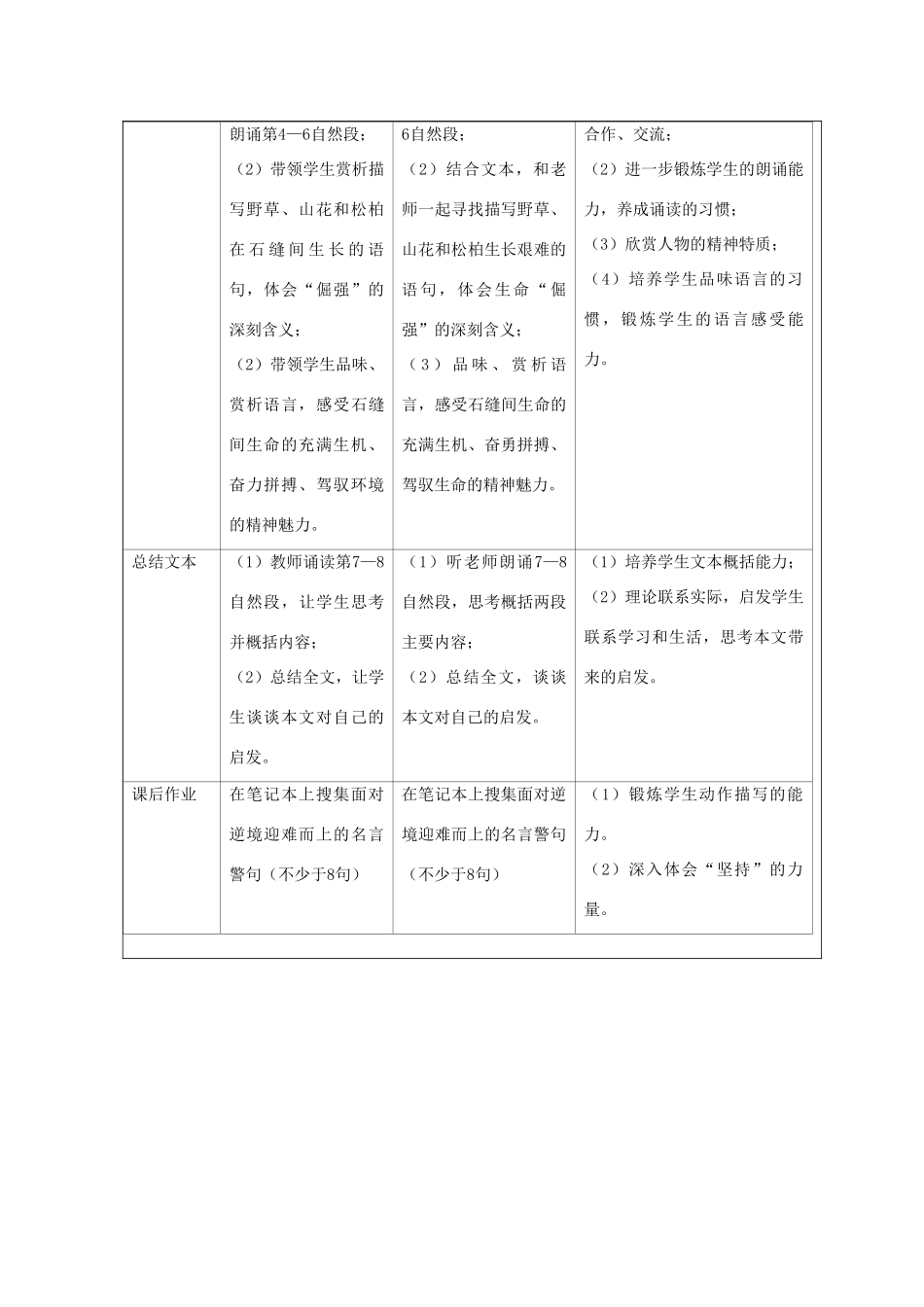 -九年级语文下册 第一单元 2《石缝间的生命》教案（1）（新版）语文版-（新版）语文版初中九年级下册语文教案_第2页