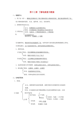 九年级物理 第十三章了解电路复习教案 沪科版